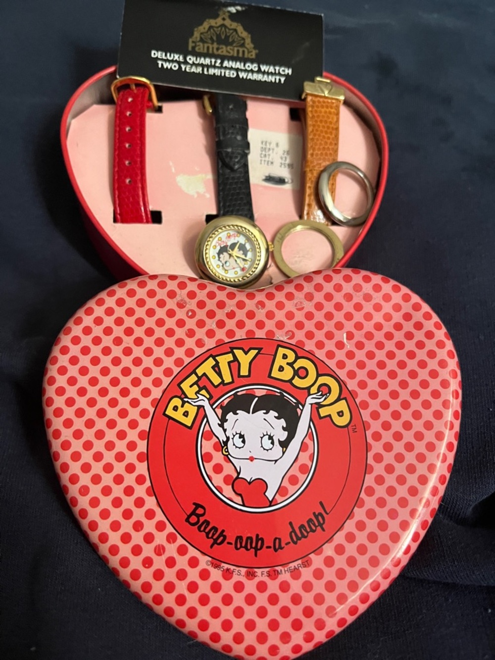 Betty Boop Kids Heart-Shaped Accessory Box with Watch and Bands - Red
